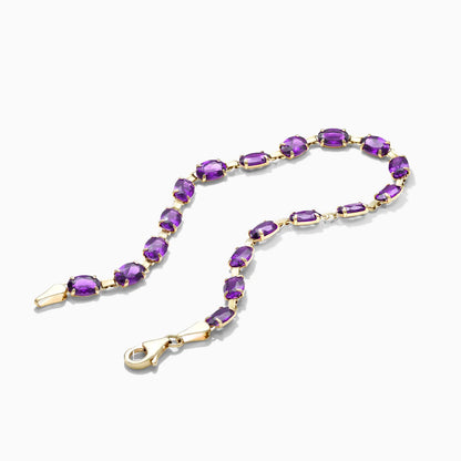 Pulseira Feminina de Ouro Amarelo 18k Ametista Luxo