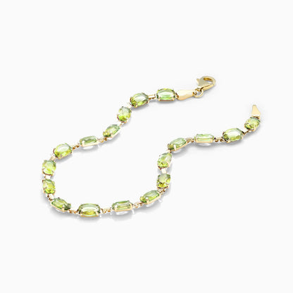 Pulseira Feminina de Ouro Amarelo 18k Peridoto Luxo