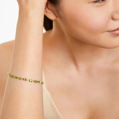 Pulseira Feminina de Ouro Amarelo 18k Peridoto Luxo