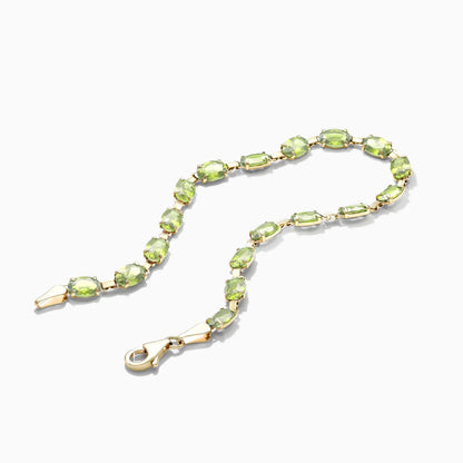 Pulseira Feminina de Ouro Amarelo 18k Peridoto Luxo