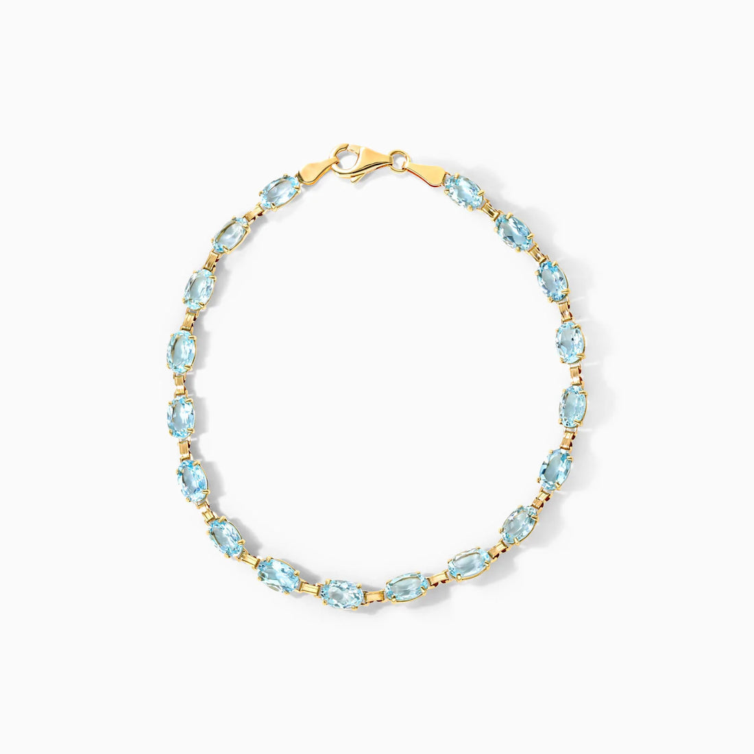 Pulseira Feminina de Ouro Amarelo 18k Topazio Azul Luxo