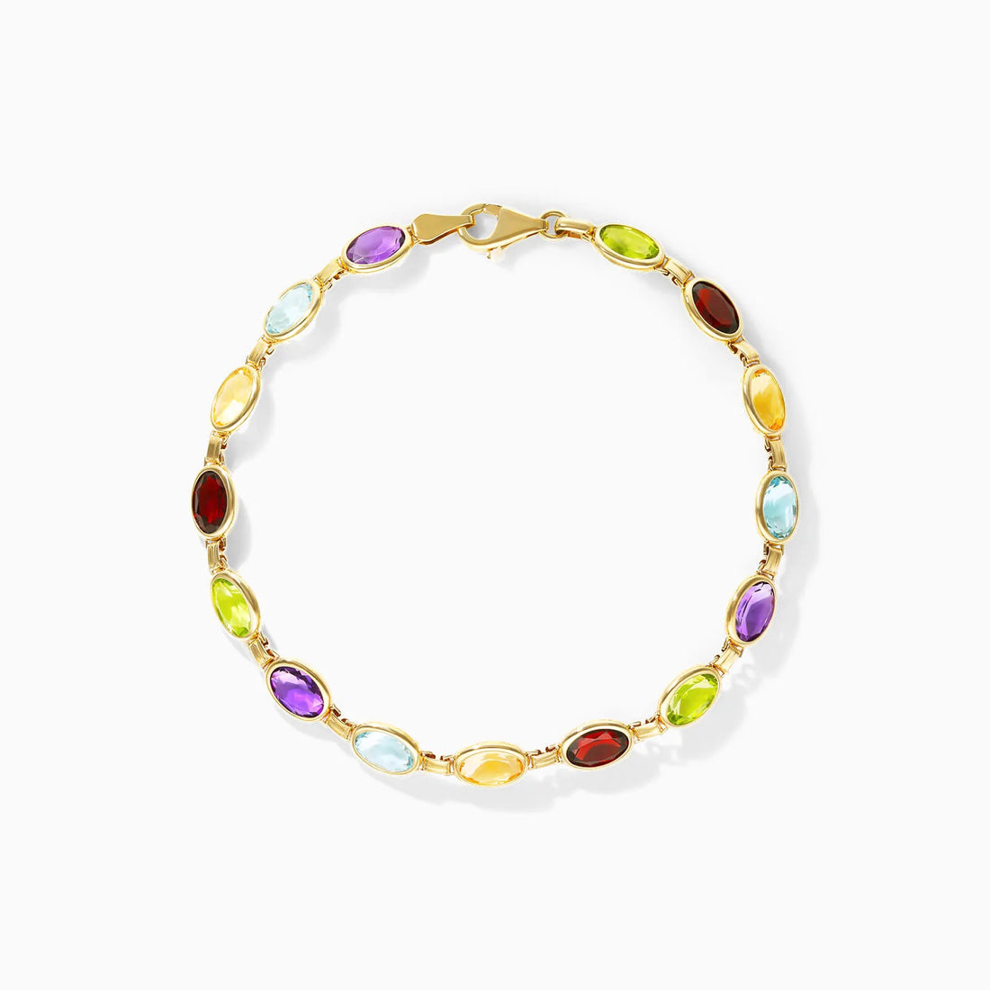 Pulseira Feminina de Ouro Amarelo 18k Pedras Coloridas de Luxo