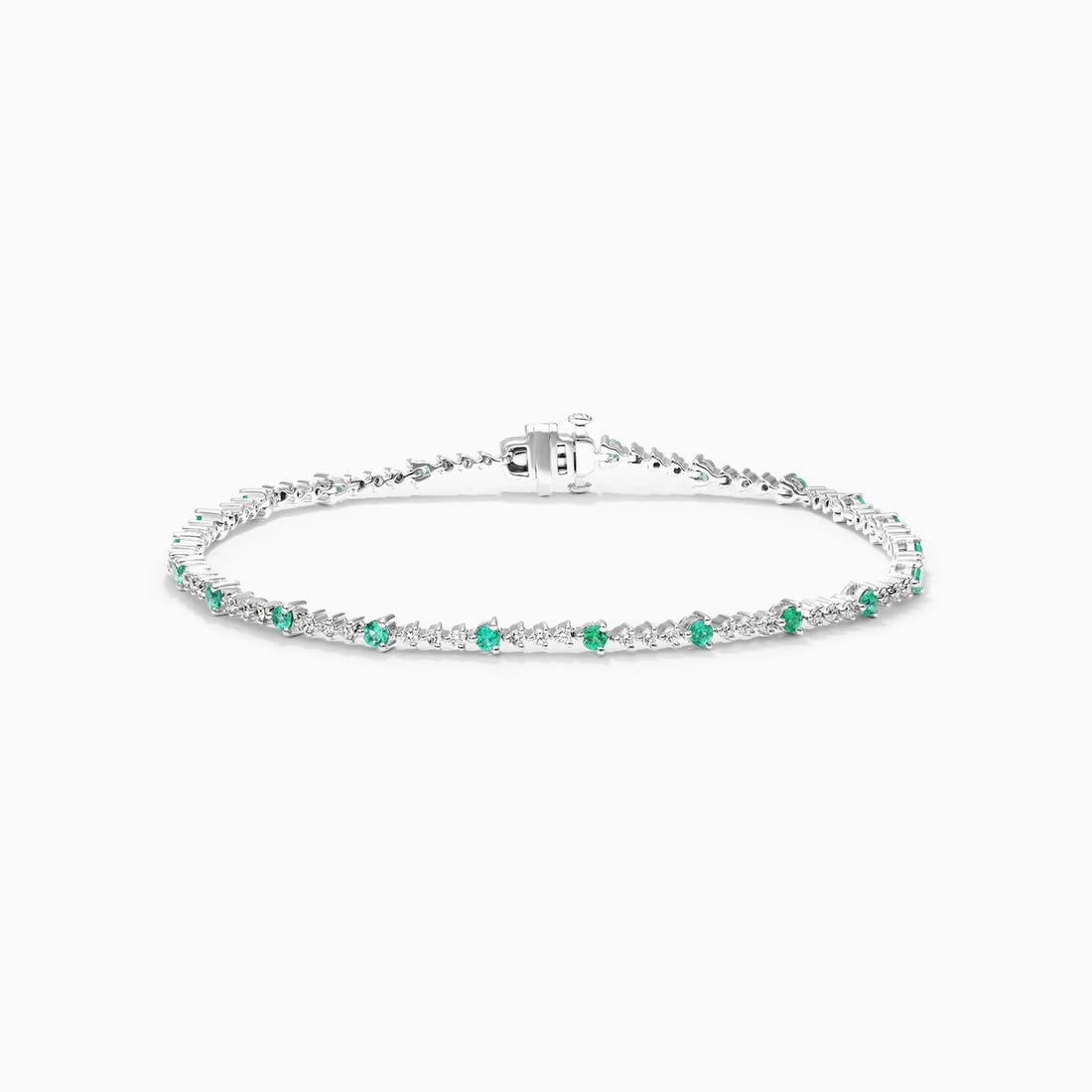 Pulseira Riviera Feminina de Ouro 18k Diamantes e Esmeralda Luxo