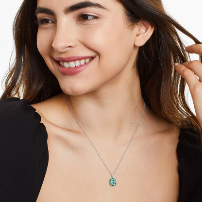 Colar Feminina Corrente  em Ouro 18k de Esmeralda e Diamantes Luxo