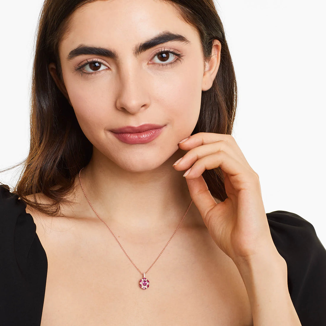 Colar Feminina Corrente  em Ouro 18k de Rubis e Diamantes Luxo