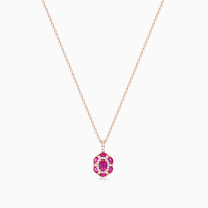 Colar Feminina Corrente  em Ouro 18k de Rubis e Diamantes Luxo