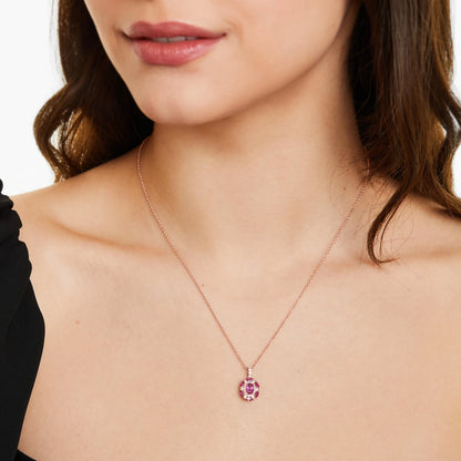 Colar Feminina Corrente  em Ouro 18k de Rubis e Diamantes Luxo