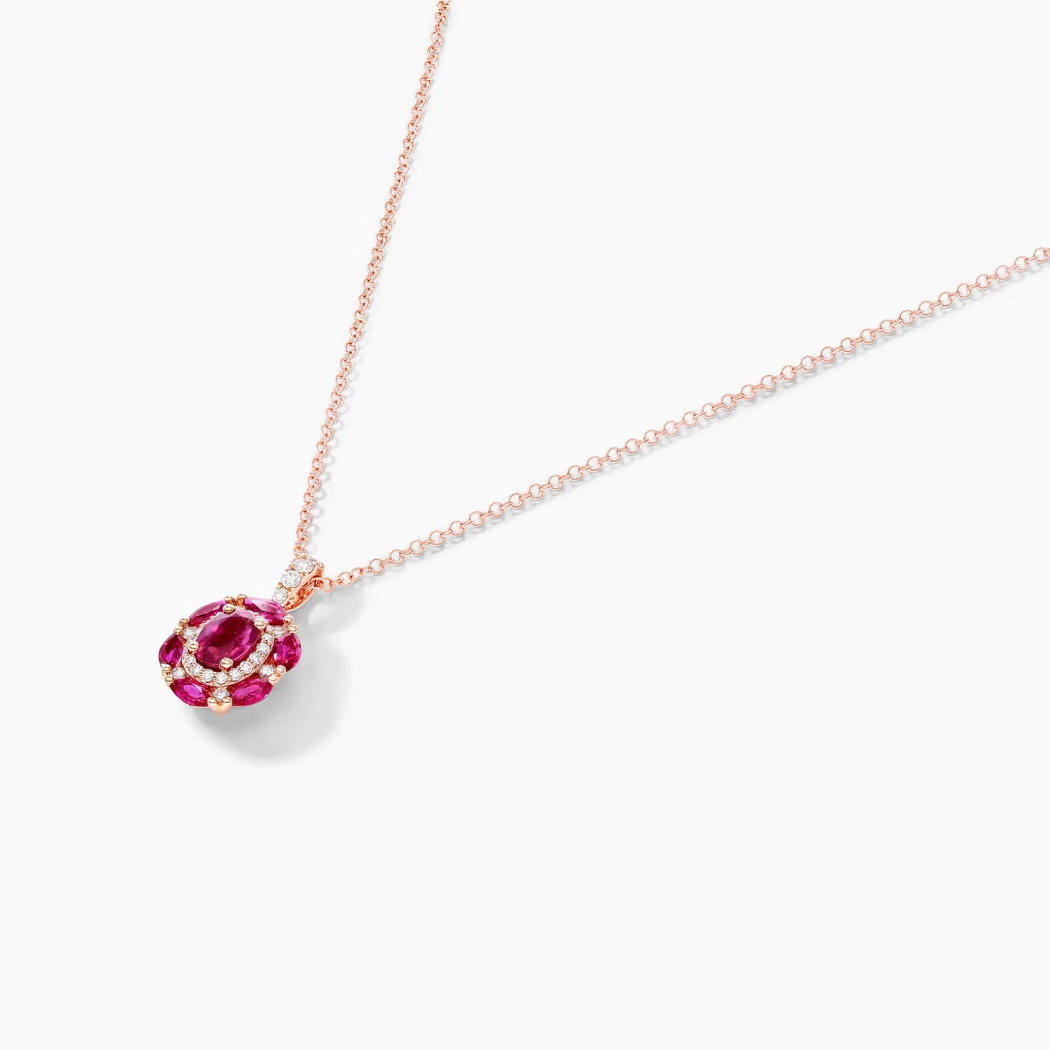 Colar Feminina Corrente  em Ouro 18k de Rubis e Diamantes Luxo