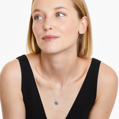 Colar Feminina Corrente  em Ouro 18k de Safira Azul e Diamantes Luxo