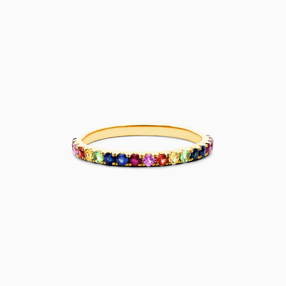 Anel de Safira Coloridas em Ouro 18k Arco - Iris de Luxo