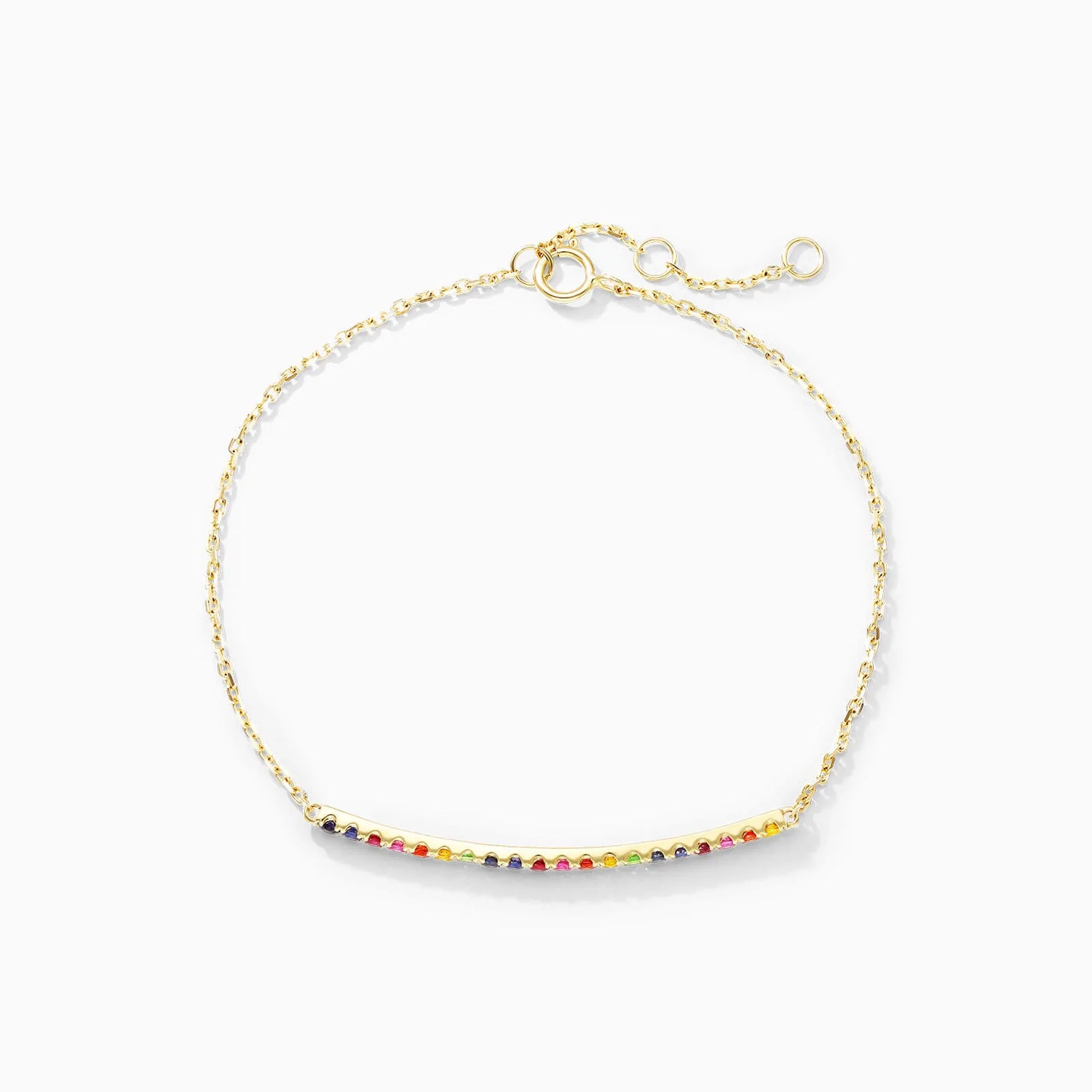 Pulseira Feminina de Ouro Amarelo 18k Barra de Arco Iris