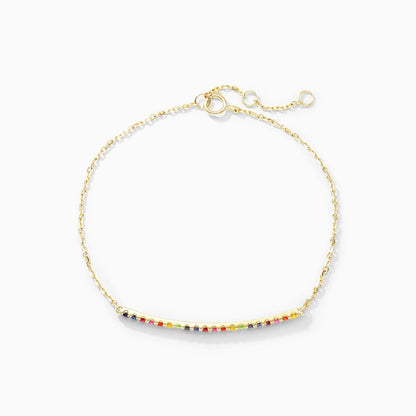 Pulseira Feminina de Ouro Amarelo 18k Barra de Arco Iris