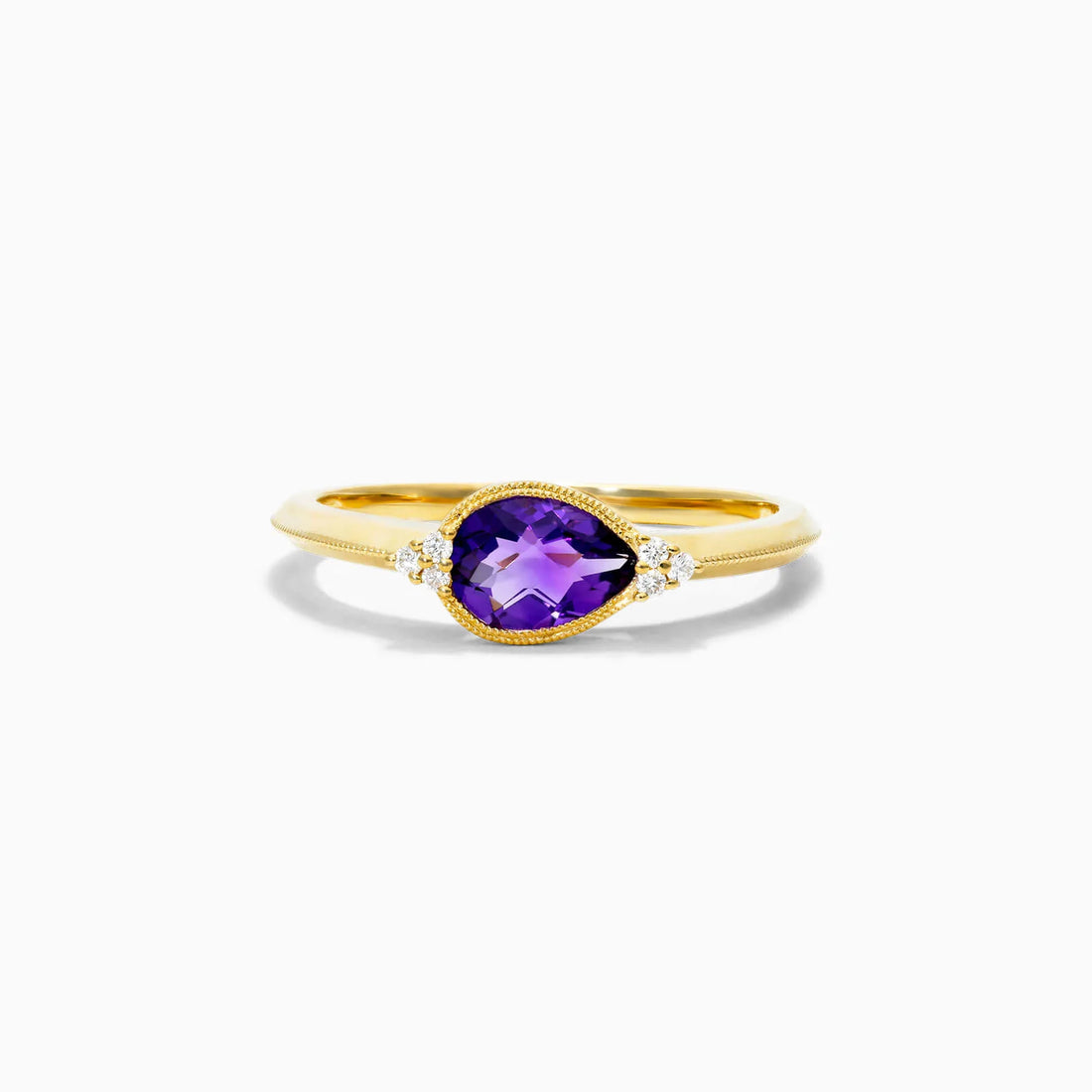 Anel De Ametista em Ouro 18k C/ Diamantes Brilhantes
