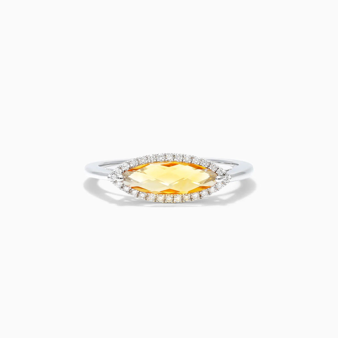 Anel De Noivado em Ouro 18k C/ Diamantes Brilhantes e Citrino