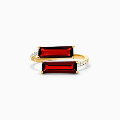 Anel De Ouro 18k Noivado C/ Diamante Brilhantes e Rubi Baguette