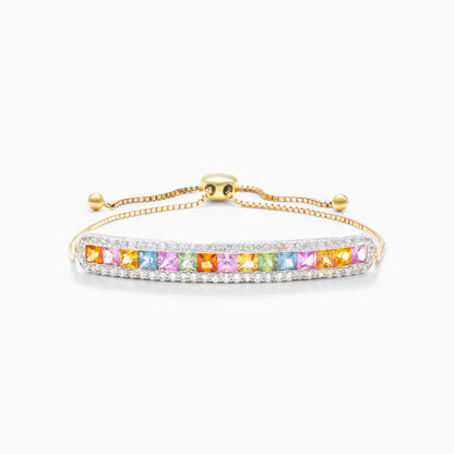 Pulseira Feminina de Ouro Amarelo 18k MultiColorida De Luxo
