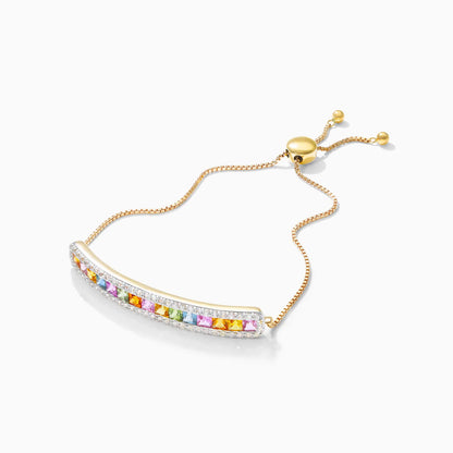 Pulseira Feminina de Ouro Amarelo 18k MultiColorida De Luxo