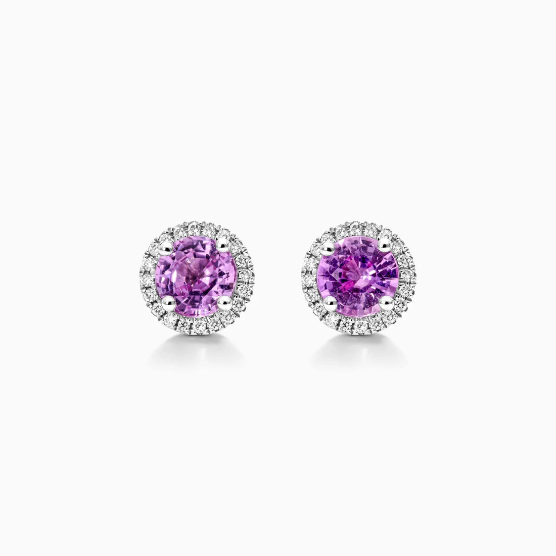Brinco De Ouro 18k Feminino C/ Diamantes e Safira Rosa Luxo Delicado Sweet