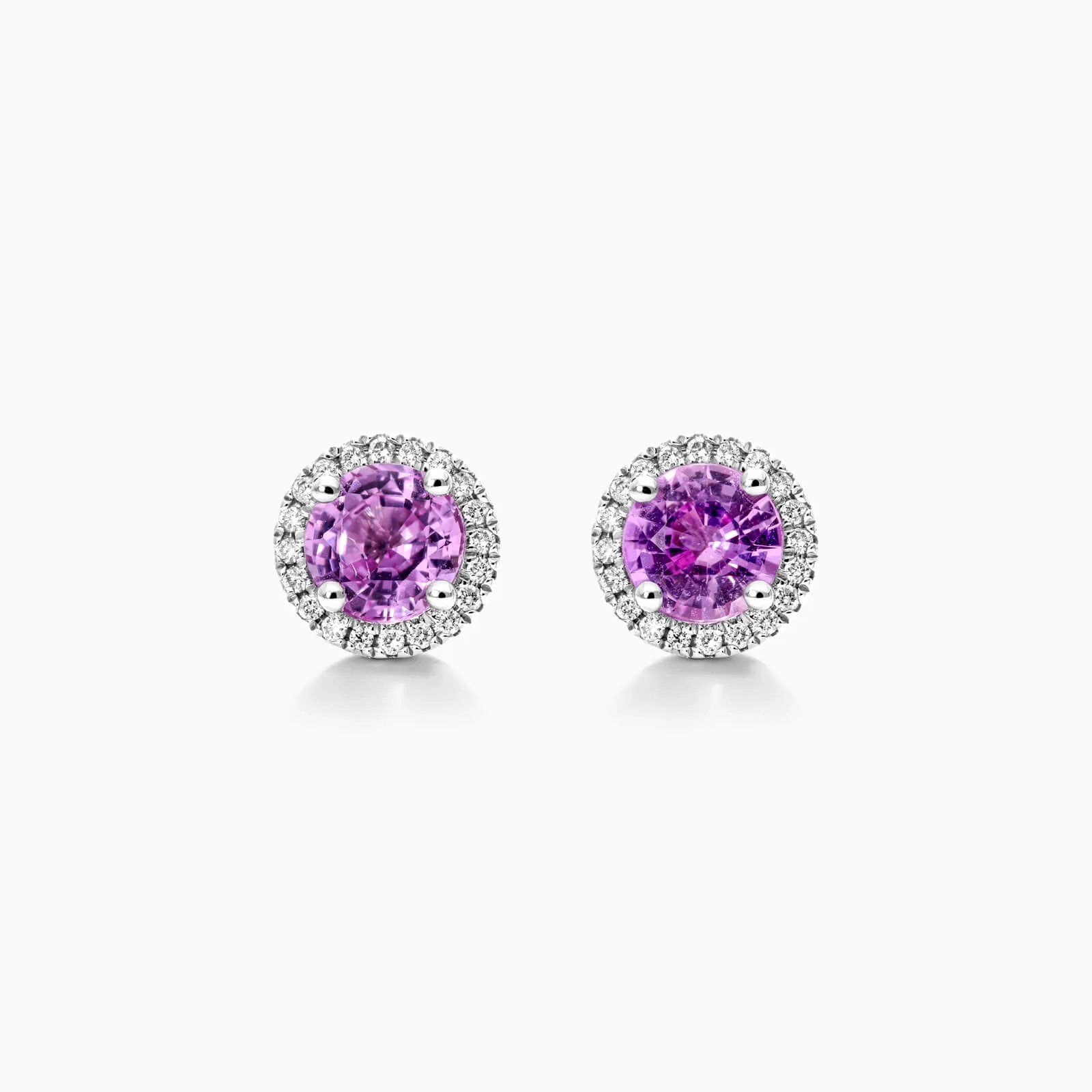Brinco De Ouro 18k Feminino C/ Diamantes e Safira Rosa Luxo Delicado Sweet
