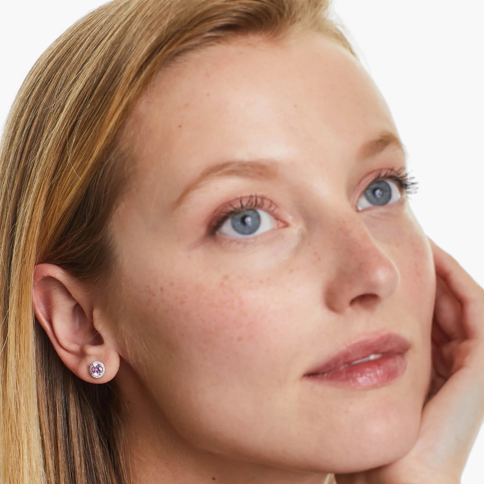 Brinco De Ouro 18k Feminino C/ Diamantes e Safira Rosa Luxo Delicado Sweet