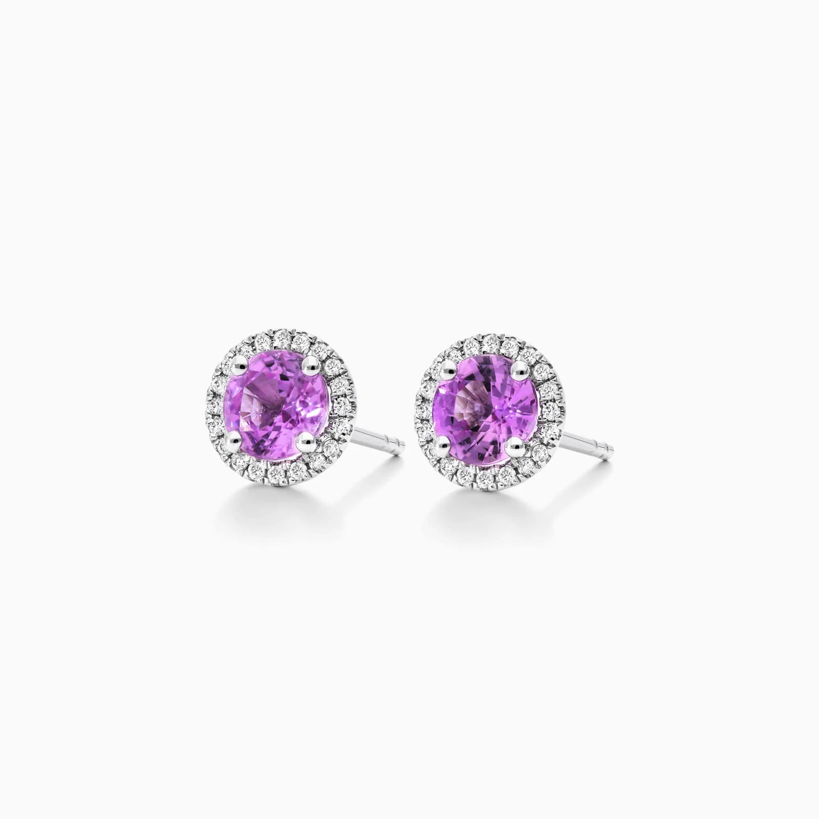 Brinco De Ouro 18k Feminino C/ Diamantes e Safira Rosa Luxo Delicado Sweet