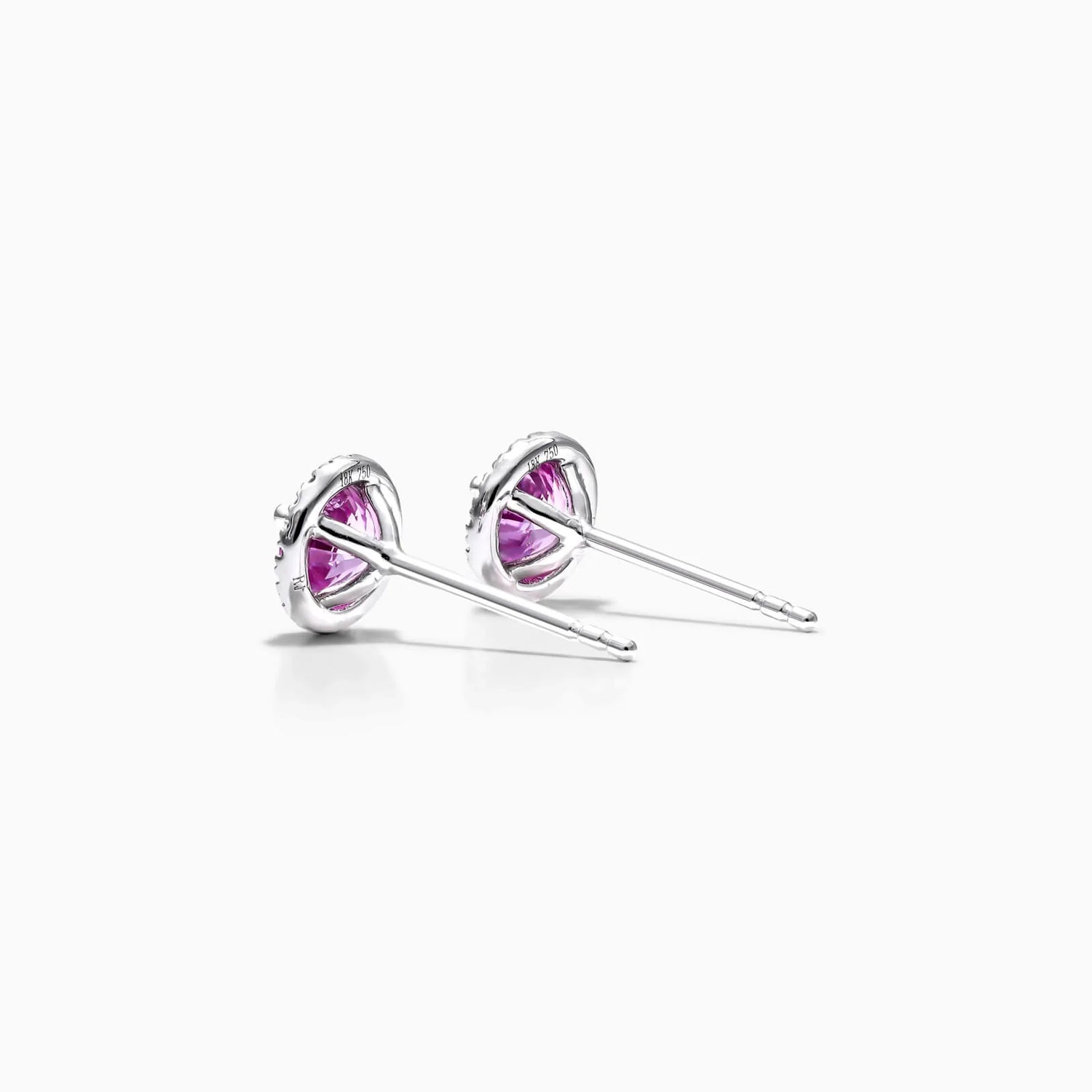 Brinco De Ouro 18k Feminino C/ Diamantes e Safira Rosa Luxo Delicado Sweet