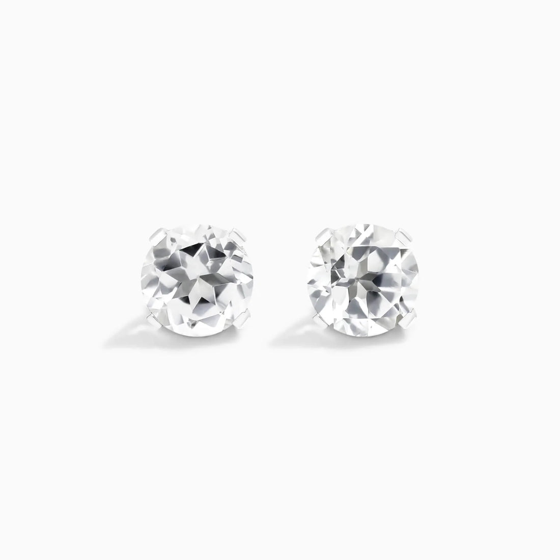 Brinco De Ouro 18k Feminino Solitario C/ Topazio Branco Luxo Delicado Argran