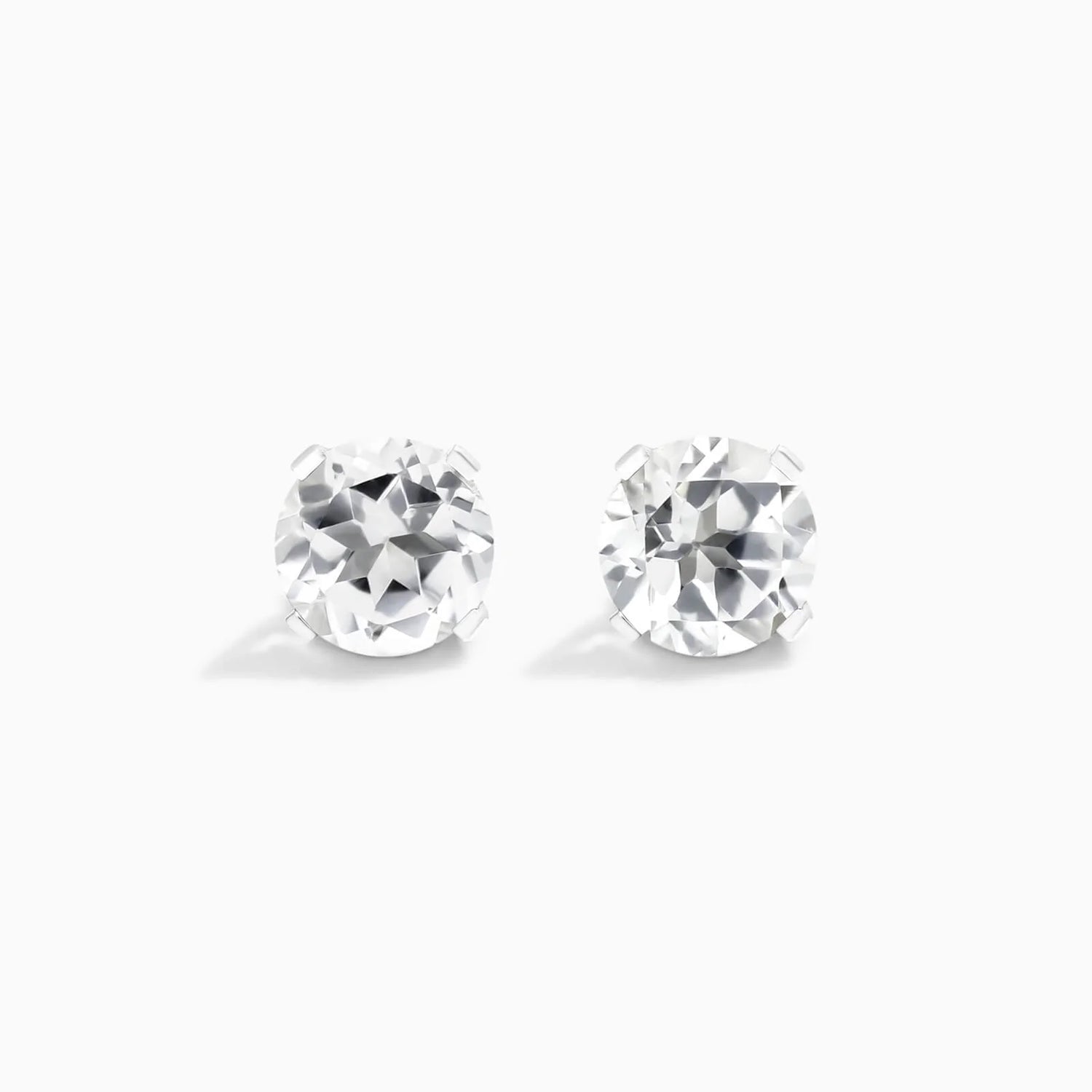 Brinco De Ouro 18k Feminino Solitario C/ Topazio Branco Luxo Delicado Argran