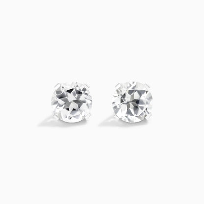 Brinco De Ouro 18k Feminino Solitario C/ Topazio Branco Luxo Delicado Argran