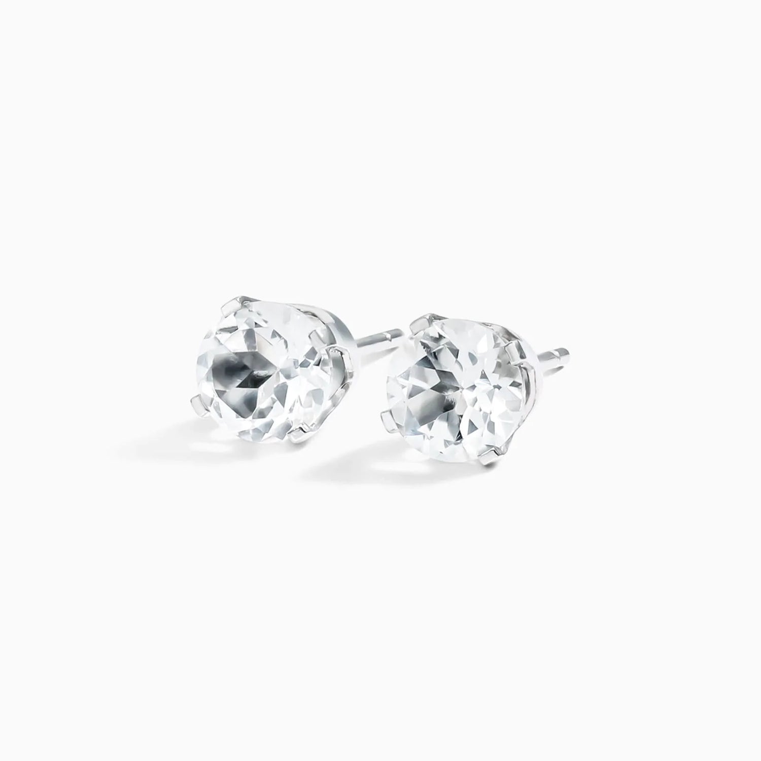 Brinco De Ouro 18k Feminino Solitario C/ Topazio Branco Luxo Delicado Argran