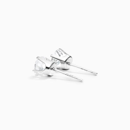 Brinco De Ouro 18k Feminino Solitario C/ Topazio Branco Luxo Delicado Argran