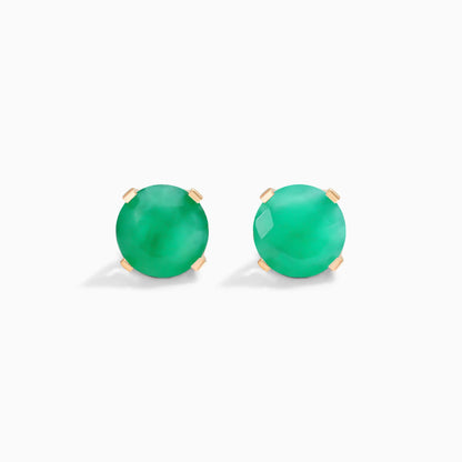 Brinco De Ouro 18k Feminino Solitario C/ Esmeralda Luxo Delicado Argran