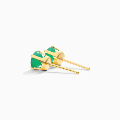Brinco De Ouro 18k Feminino Solitario C/ Esmeralda Luxo Delicado Argran