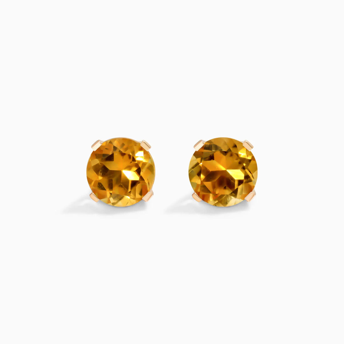 Brinco De Ouro 18k Feminino Solitario C/ Citrino Luxo Delicado Argran