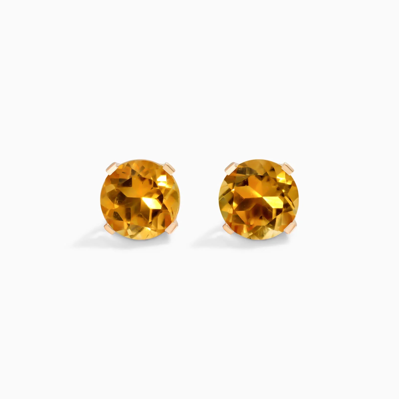 Brinco De Ouro 18k Feminino Solitario C/ Citrino Luxo Delicado Argran