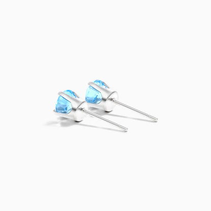 Brinco De Ouro 18k Feminino Solitario C/ Topazio Azul Luxo Delicado Argran