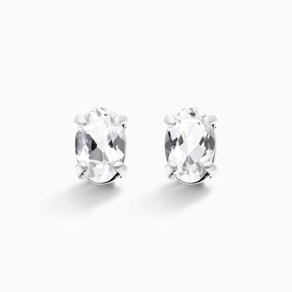 Brinco De Ouro 18k Feminino c/ Topazio Branco de Luxo Soul