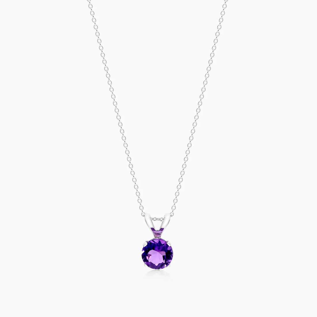 Colar Corrente Feminina em Ouro Branco 18k C/ Ametista Solitario