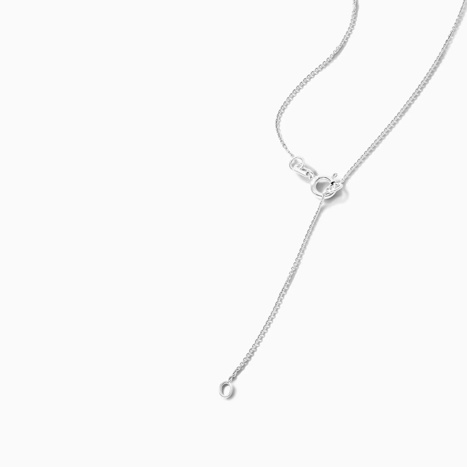 Colar Corrente Feminina em Ouro Branco 18k C/ Agua-Marinha Solitario