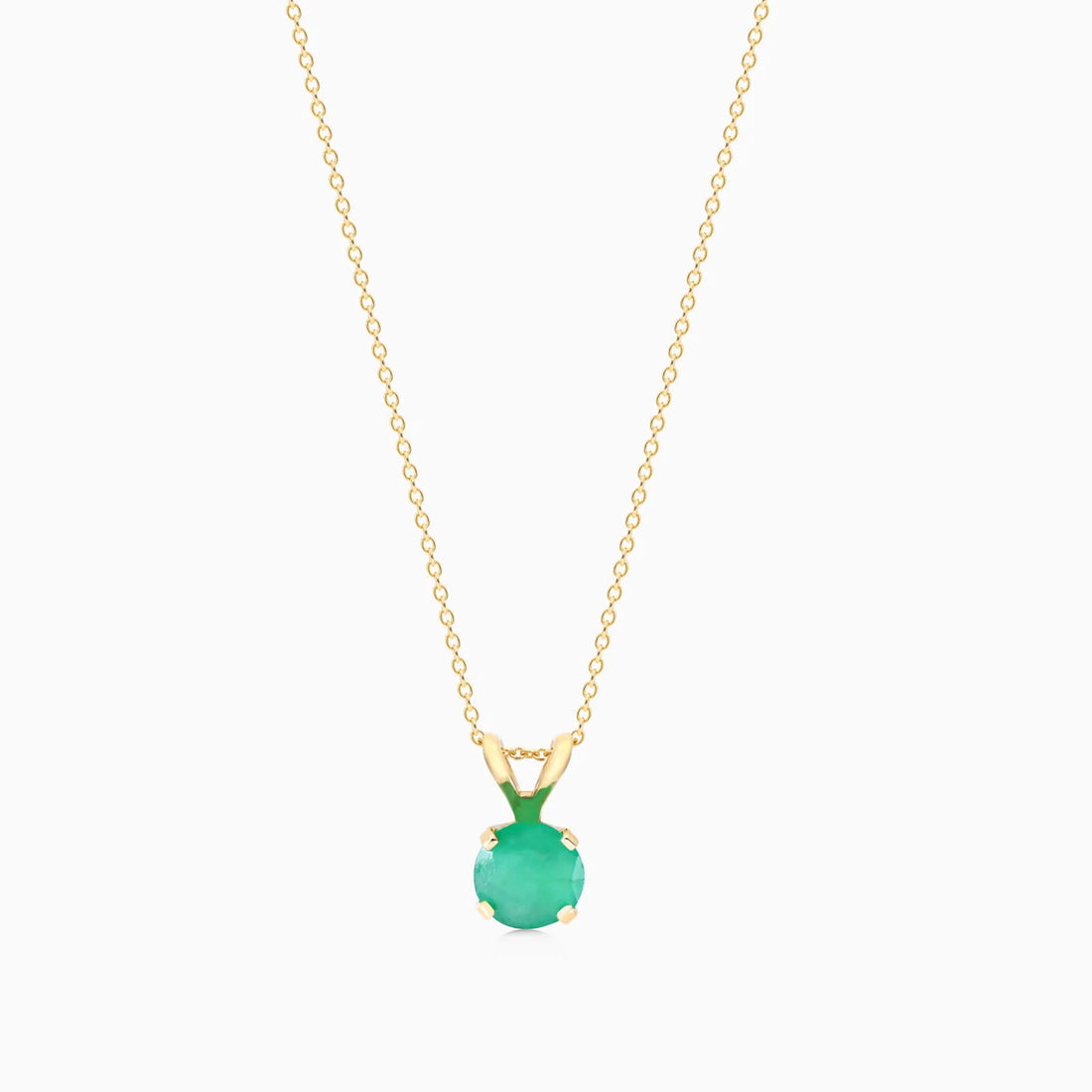 Colar Corrente Feminina em Ouro Amarelo 18k Esmeralda Solitaria