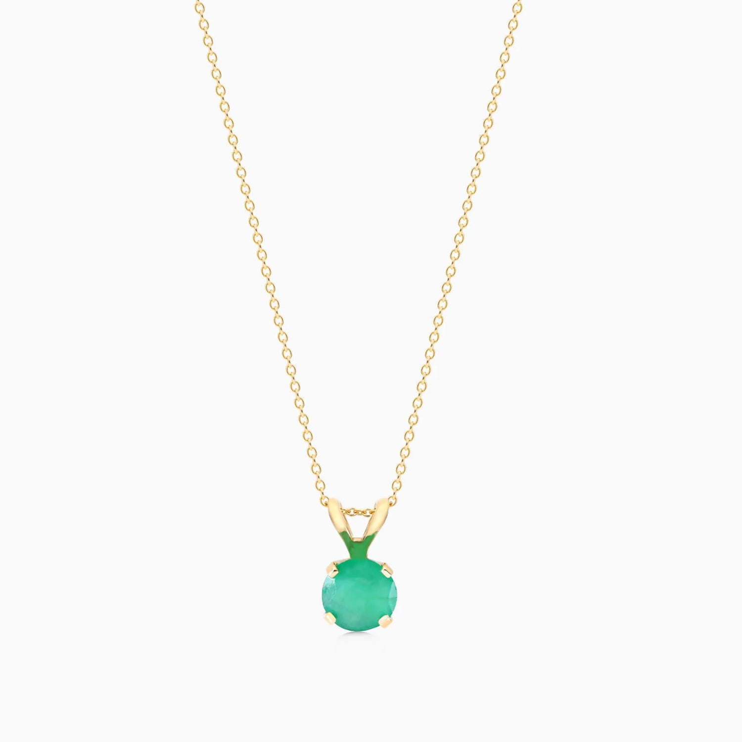 Colar Corrente Feminina em Ouro Amarelo 18k Esmeralda Solitaria