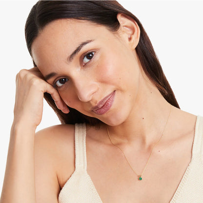 Colar Corrente Feminina em Ouro Amarelo 18k Esmeralda Solitaria