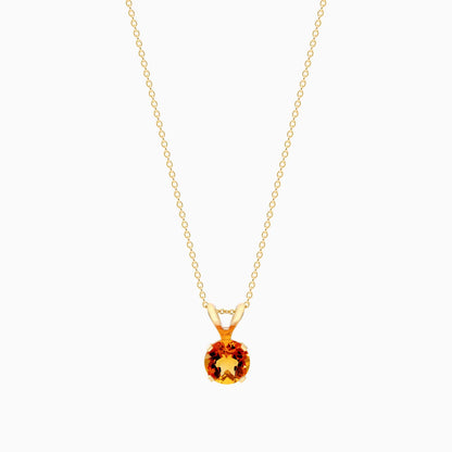 Colar Corrente Feminina em Ouro Amarelo 18k C/ Citrino Solitario