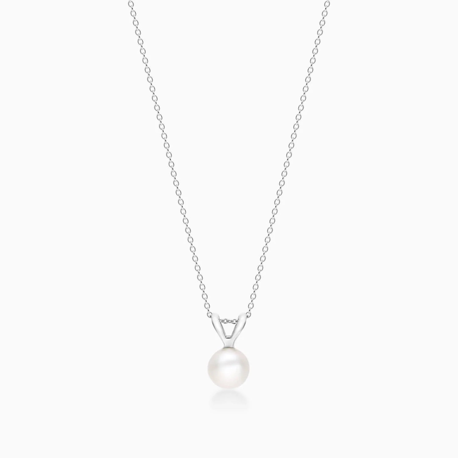 Colar Feminina Corrente em Ouro Branco 18k Solitario De Perola