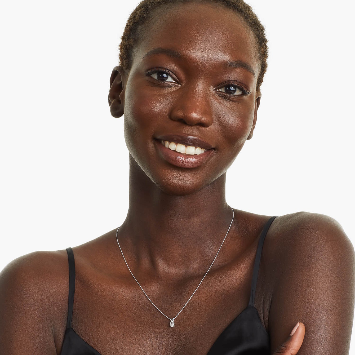 Corrente feminina em Ouro 18k ponto de luz Topazio Incolor Luxo