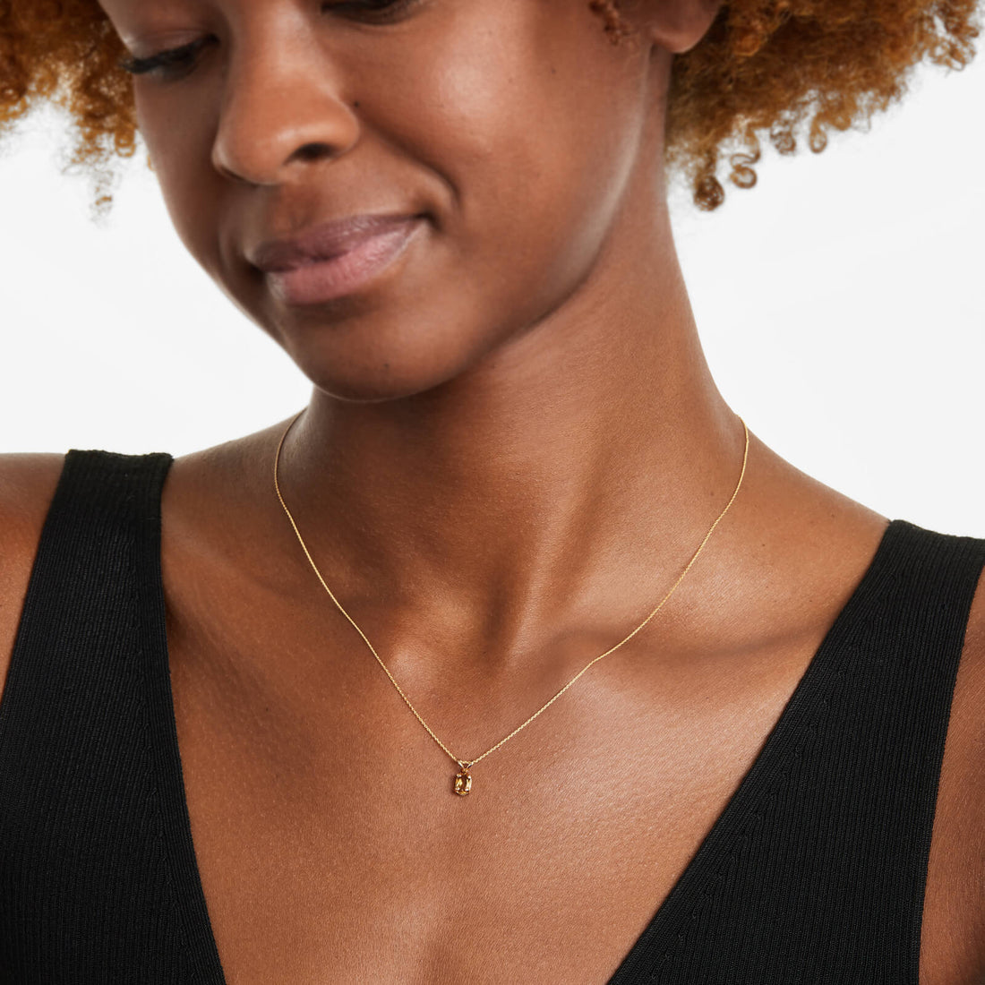 Corrente feminina em Ouro 18k ponto de luz água citrino Luxo
