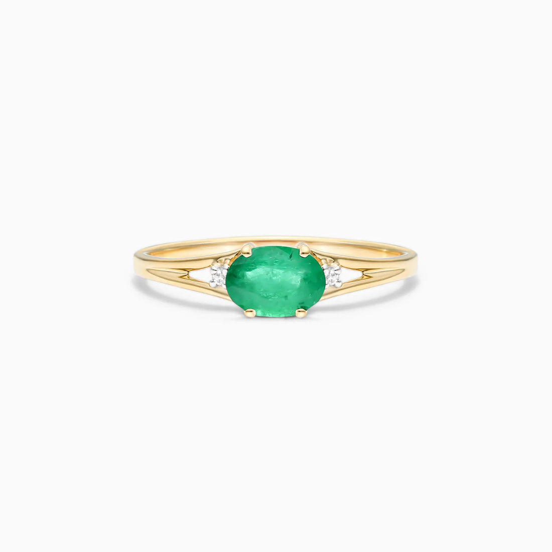 Anel De Ouro 18k iSabel C/ Esmeraldas Solitario e Diamantes