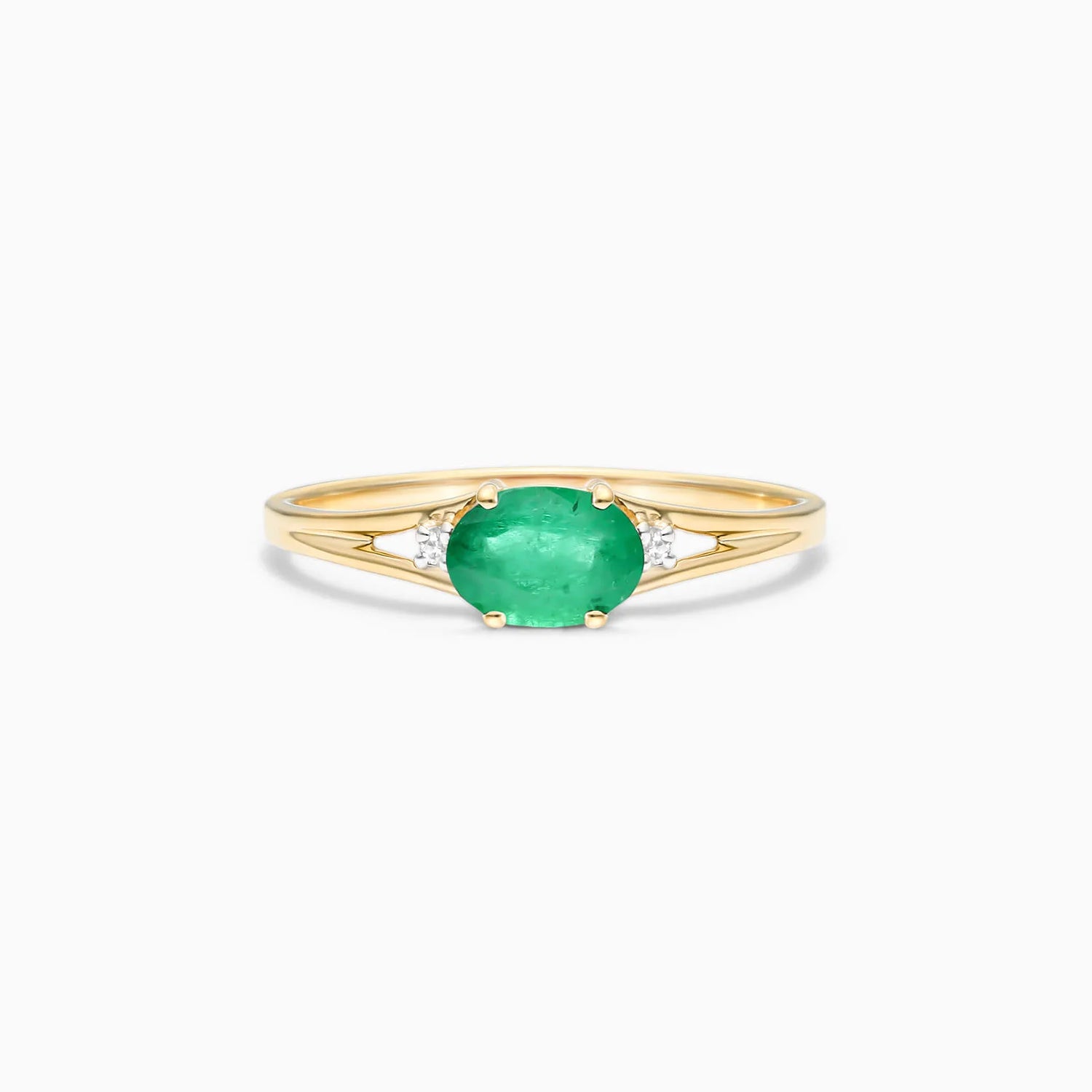 Anel De Ouro 18k iSabel C/ Esmeraldas Solitario e Diamantes