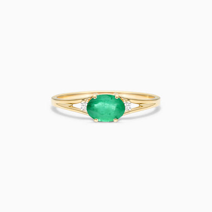 Anel De Ouro 18k iSabel C/ Esmeraldas Solitario e Diamantes