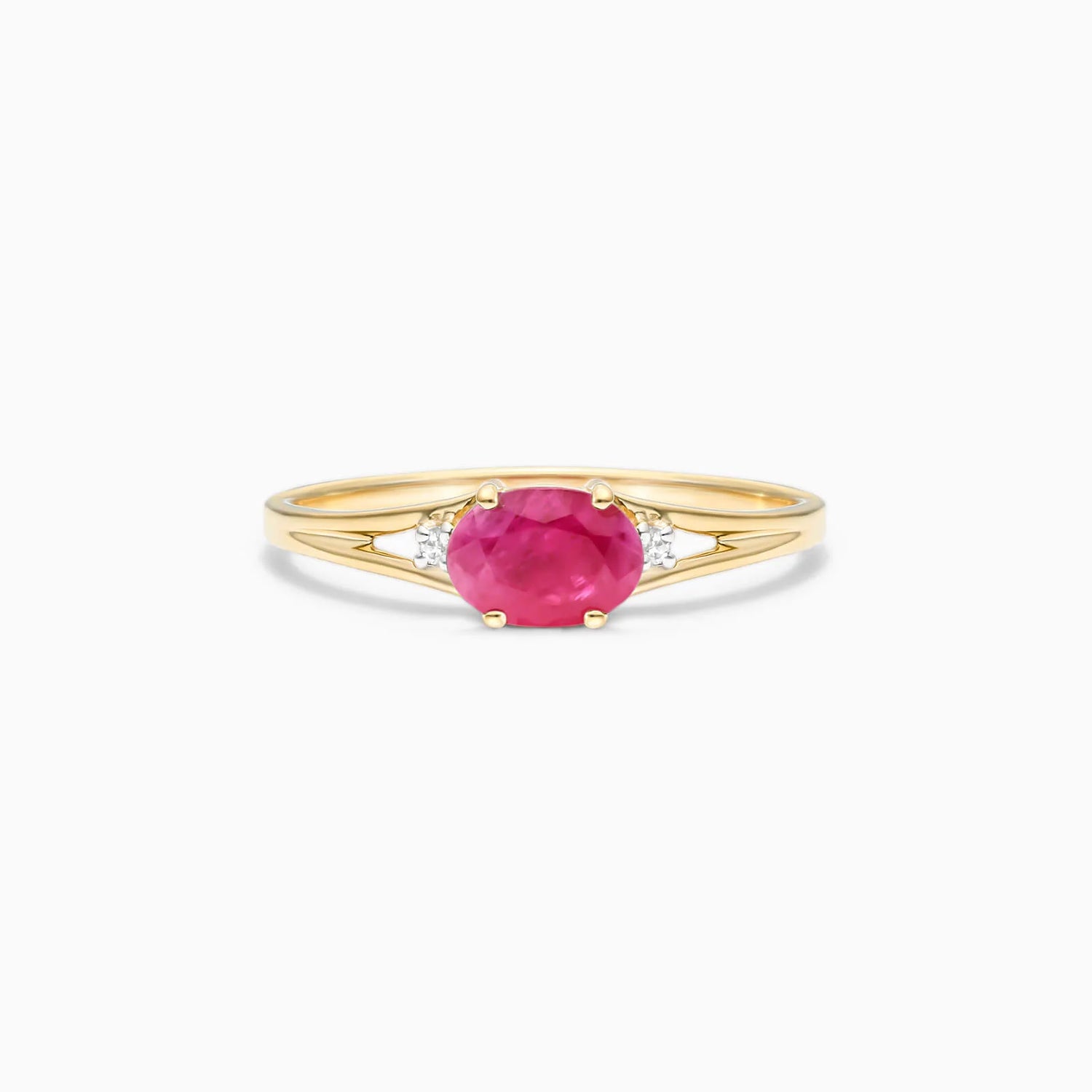 Anel De Ouro 18k iSabel C/ Rubi Solitario e Diamantes